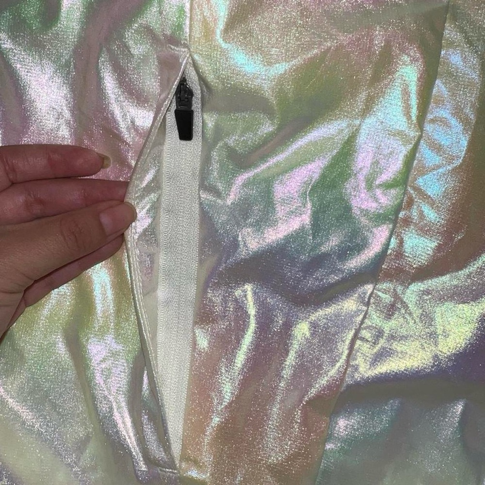 White Holographic rainbow windbreaker jacket. - Picture 4 of 8